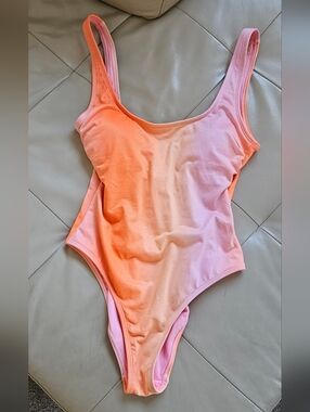 Ombre Peach-Pink One-Piece Shimmer Swimsuit